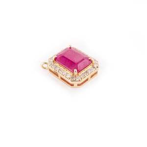 14K Solid Gold Oval Cut Ruby Halo Diamond Pendant IGI Certified Anniversary Charm - Product Image 2