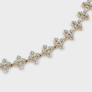 Collier tennis vintage pour femme avec diamants de laboratoire 12 carats taille brillant, couleur abricot |   Pierre centrale en or 14 carats certifiée IGI - Product Image 3