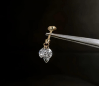 Ensemble de boucles d'oreilles clous en diamant, formes poire, marquise, cerf-volant, bijoux minimalistes pour piercing de cartilage, or massif 10K 14K 18K, pour usage quotidien, cadeau
