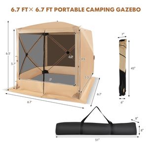 Gazebo Plegable de 6.7 x 6.7 Pies con Mosquitera y Bolsa de Transporte - Product Image 6