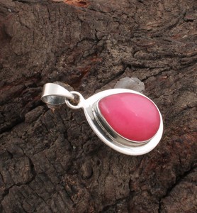 Pendentif en jade rose naturel, argent sterling 925 plaqué platine, collier avec breloques vintage, bijoux fins faits à la main, unisexe, vente en gros - Product Image 6