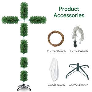 Árbol de Navidad en forma de cruz delgada de 6 pies de altura, Cruz católica de Jesucristo, Decoraciones navideñas para interiores <span class=keywords><strong>y</strong></span> exteriores - Product Image 4