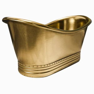 Modern Design Copper Bathtub Freestanding Eco-friendly Silver & Copper Finish Large Size Metal Bathtub for Bathroom Use - Product Image 3