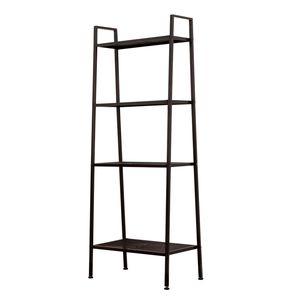 Libreria nera a 4 ripiani con scala multifunzionale a forma di scala con supporto in metallo per fiori e scaffali per piante - Product Image 3