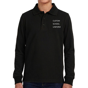 Polo à manches longues personnalisé pour garçons, uniforme scolaire en coton tricoté violet - Product Image 5