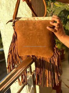 กระเป๋าหนังนิ่มคลุมผมสไตล์ตะวันตกสำหรับผู้หญิง, กระเป๋าหนังสไตล์โบฮีเมียนขนสัตว์คุณภาพสูง - Product Image 5