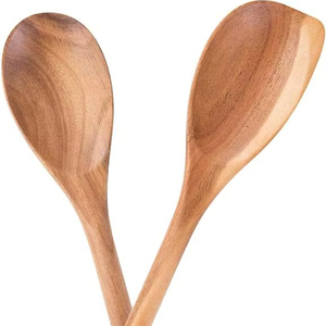 ช้อนไม้เสิร์ฟอาหาร ทนทาน ทำจากไม้ธรรมชาติ อุปกรณ์ครัวสำหรับทำอาหาร ตักข้าว ซุป แกง สลัด เหมาะสำหรับใช้ในครัวเรือน - Product Image 1