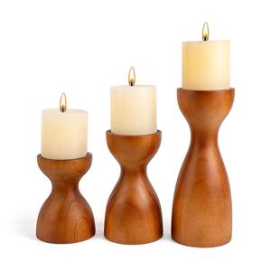 Ensemble de porte-bougies en bois, forme carrée, finition naturelle Wabi Sabi, décoration d'intérieur, design minimaliste, support pour bougies - Product Image 2