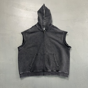 Sweat-shirts amples pour hommes, style décontracté streetwear, avec épaules tombantes, col à capuche, sans manches, coupe carrée, pour l'hiver - Product Image 5
