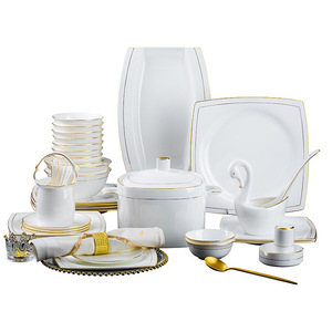 Vente en gros Phnom Penh porcelaine Jingdezhen vaisselle bol assiette pique-nique en céramique ensemble prix - Product Image 1