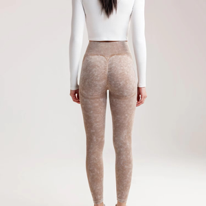 Leggings de sport pour femmes de haute qualité, taille haute, tricotés en spandex/nylon, décontractés, ajustés, longueur cheville, pour yoga, course à pied, cyclisme - Product Image 3