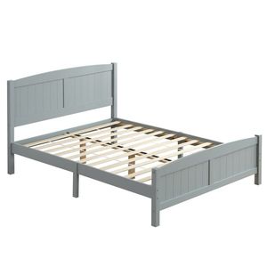 Testiera curva a strisce verticali in pino massiccio a strato singolo, con telaio letto in legno grigio e piedi letto coordinati - Product Image 5