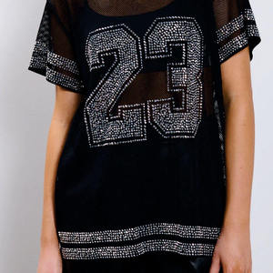 Premium Customized Vintage Print Terry Button Women American Football Jersey Oversized Streetwear Boxy Crop <b>Top</b> - Product Image 3