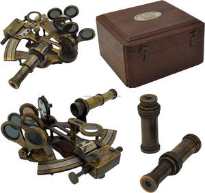 Antiguo 4 "Kelvin & Hughes London 1917 Sextant Latón náutico con caja de madera hecha a mano Producto artesanal de metal - Product Image 1