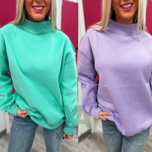 Sudadera de cuello alto extragrande para mujer, gris claro, de algodón tejido, con estampado de letras y logo en la espalda, ropa informal de otoño - Product Image 6