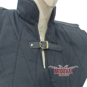 Gorget médiéval matelassé fait main en coton noir pour chevalier, idéal pour reconstitution historique, cosplay, Halloween et Pâques - Product Image 5