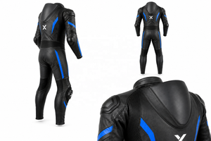 X Aerodynamic Hump One-Piece Leather Motorcycle <b>Suit</b> | Black <b>Red</b> Gray | X Logo | OEM ODM Manufacturer | Premium Design | Racing - Product Image 6