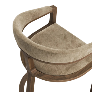 Fauteuil moderne en teck massif avec siège rembourré et dossier incurvé, chaise de salle à manger de luxe pour salon, restaurant, hôtel F - Product Image 5
