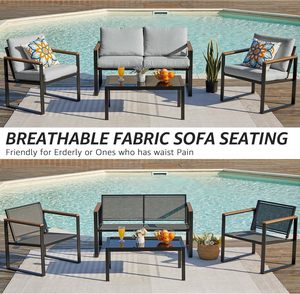 Juego de Sofás de Aluminio Minimalistas Modernos OEM con Cojines Impermeables para Patio Trasero, Uso en Exteriores - Product Image 5