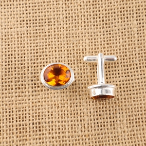 Niharika Gems Designer Handmade Stylish Yellow Citirine Gemstone Work Cufflinks Set 925 Sterling Silver Plated Jewellery - Product Image 1