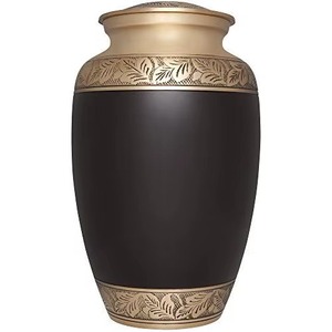 Handcrafted Metal Cremation Urn With Black Coated for Human Ashes Adult <b>Memorial</b> Urn with Secure Lid - Product Image 1
