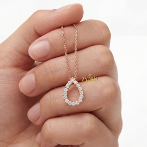 Colgante de Diamantes con Halo en Forma de Lágrima de Oro, Plata de Ley, Joyería Fina de Lujo para Mujer, para Compromiso, Boda, Fiesta, con un Diseño Elegante - Product Image 5