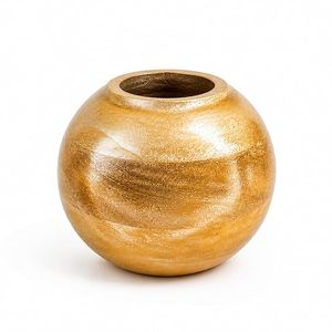 Jarrón Decorativo de Madera Hecho a Mano Estilo Art Deco Dorado, de 4 a 6 Pulgadas de Diámetro, para Mesas de Hogar, Oficina y Sala de Estar - Product Image 4