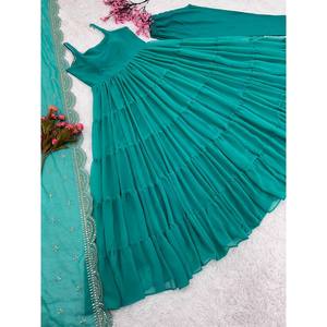 Beautiful XL Anarkali Gown with Fully Ruffled Flare and Included Dupatta - Product Image 1