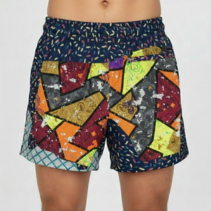 Pantalones Cortos de Verano para Niños Pequeños con Cintura Elástica, Diseño de Fútbol Americano con Salpicaduras Teal, Sin Aranceles, Listos para Enviar (RTS) - Product Image 3