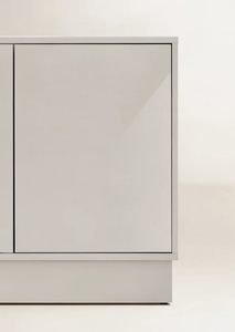 Buffet contemporain sans poignées à 2 portes, laqué brillant, pour chambre d'hôtel, console de rangement, meuble de bureau - Product Image 2