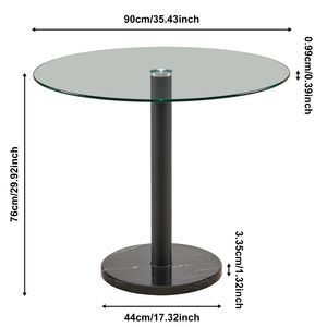 Tavolo da pranzo rotondo moderno 4 posti facile montaggio CleanRound cucina & tavolino da caffè telaio in marmo nero con piano in vetro - Product Image 2