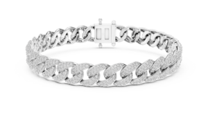 Pulsera Cubana Clásica con Diamantes Cultivados en Laboratorio, Cierre Doble, Oro Blanco de 18K, Baño de Rodio, Certificada, Ideal para Regalo, Fiestas y Uso Diario - Product Image 4