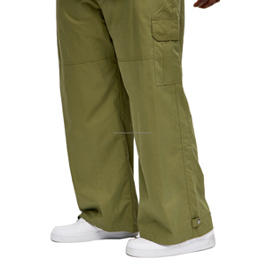 Customised Embroidered Breathable Streetwear Mens High Selling <b>Nylon</b> Cargo Trackpants Wide Leg Straight Fit Outdoor OEM - Product Image 4