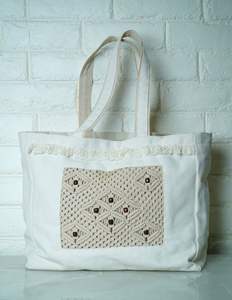 Bolso Bandolera de Macramé de Lona de Algodón Ecológico para Mujer, Estilo Bohemio 2026, con Cierre de Alta Calidad y Logotipo Personalizado, Suministrado desde India - Product Image 1