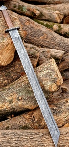 Épée viking en acier de Damas, lame droite, manche en bois, épaisseur 0,6 mm, qualité DIY, lame simple - Product Image 3