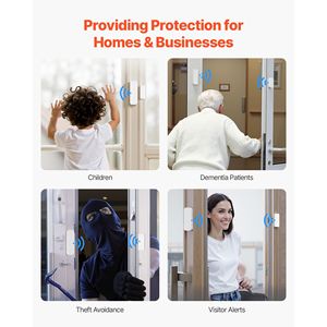 Campanello Wireless DC 12V con Portata di 200m, 58 Suonerie, 5 Livelli di Volume Regolabili, Sensore di Contatto per Allarme Apertura Porta - Product Image 3