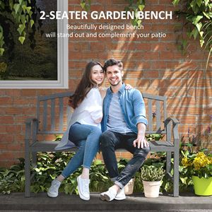 Panca da Giardino in Acciaio Grigio da 46 Pollici con Telaio a Doghe, Stile Rustico/Moderno per Esterni, Patio, Parco, Veranda, Prato, Terrazza, per Cortili di Centri Commerciali - Product Image 4