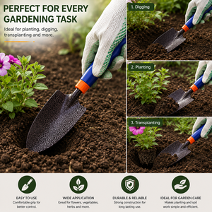 Truelle de jardin robuste avec lame métallique solide et poignée ergonomique pour la plantation, la culture du sol et les tâches de jardinage - Product Image 3