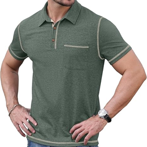 เสื้อโปโลแขนสั้นผู้ชาย – เสื้อยืดคอปกสำหรับเล่นกอล์ฟแบบลำลองสำหรับฤดูร้อนพร้อมดีไซน์กระเป๋าแบบคลาสสิก - Product Image 3