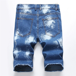 Shorts en jean personnalisables de haute qualité, broderie, finition usée, imperméables, respirants, logo personnalisé, tailles variées, streetwear - Product Image 6