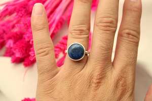 Anillo de Plata de Ley 925 con Lapislázuli Natural, Corte Ovalado, Clásico, Hecho a Mano, Certificado por IGI, Regalo para el Día de la Madre - Product Image 6