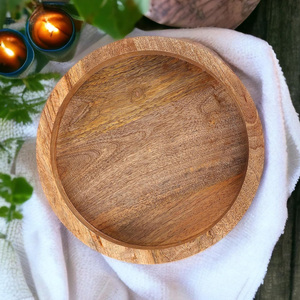 Bandeja de servicio redonda de madera maciza de mango de calidad superior, tamaño personalizado para hoteles, restaurantes y uso doméstico, precio económico - Product Image 5
