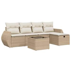 Conjunto de Sofás Modulares Grandes de Ratán Sintético Beige para Jardín, Muebles Modulares Cómodos para Exteriores - Product Image 2