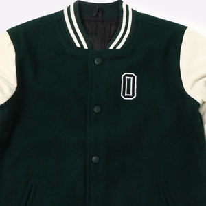 Veste universitaire en cuir de qualité supérieure, broderie noire, pour couple, style baseball, bleu clair, pour femme - Product Image 3