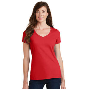 Camiseta de Algodón Rosa con Cuello en V y Manga Corta para Mujer, Corte Regular, Estilo Casual, Color Sólido, para Primavera/Verano - Product Image 6