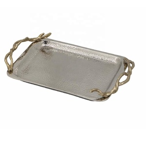 Bol décoratif en forme de feuille de vente chaude bol de pièce maîtresse en aluminium en laiton et finition noire décor à la maison bol en métal rustique - Product Image 6