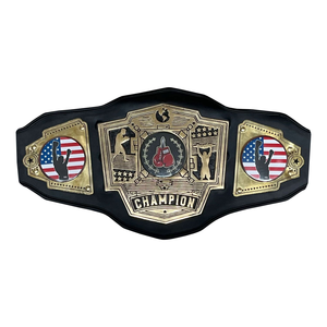 Ceinture de champion Gold Crown en cuir véritable avec plaques en laiton polies, détail central audacieux, ajustement réglable - Product Image 1