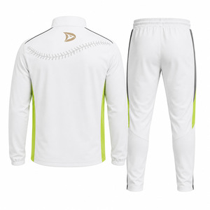 Conjunto de Chándal de Béisbol Personalizado para Hombre, Chaqueta con Cremallera Completa y Pantalones Ajustados en Blanco y Verde Lima, Uniforme Deportivo OEM para Entrenamiento - Product Image 2