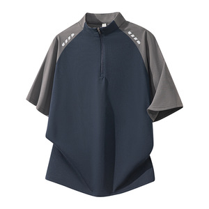 T-shirt Homme à Demi-Zip Séchage Rapide, Manches Raglan, Col Montant, Respirant, Tricoté, Décontracté, pour Activités de Plein Air – Prix Usine CN Bangladesh - Product Image 4