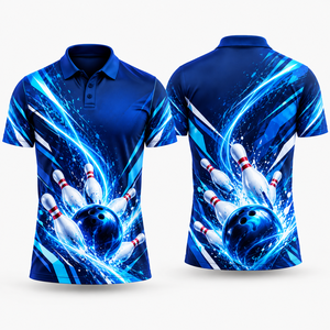 เสื้อโปโลโบว์ลิ่งแบบกำหนดเองสำหรับทีม ผลิตจากผ้าโพลีเอสเตอร์ผสมคอตตอน ทอแบบนิตติ้ง สวมใส่สบาย มีสไตล์ เหมาะสำหรับนักโบว์ลิ่งและทีม - Product Image 2